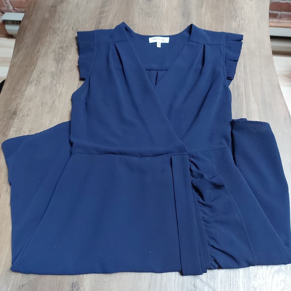 Monteau Navy Blue Surplice Ruffle Dress